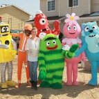 attends Yo Gabba Gabba! helping to build a home for Habitat for Humanity on August 12, 2010 in Lynwood, California.